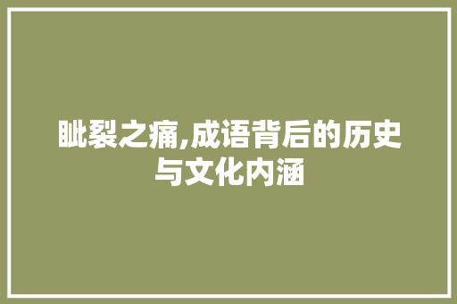 眦裂之痛,成语背后的历史与文化内涵