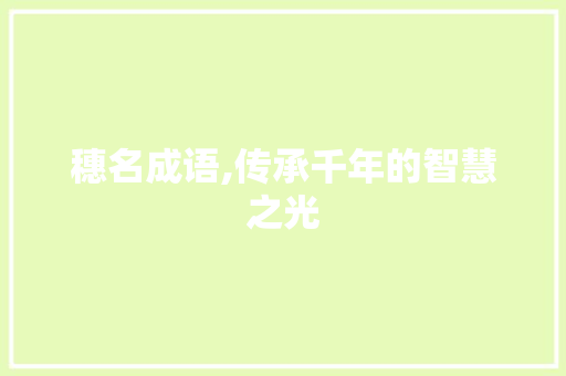 穗名成语,传承千年的智慧之光