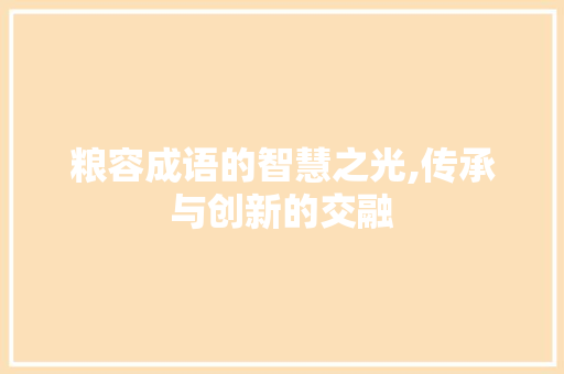 粮容成语的智慧之光,传承与创新的交融