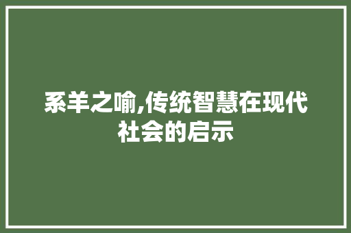 系羊之喻,传统智慧在现代社会的启示