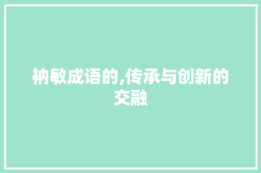 衲敏成语的,传承与创新的交融
