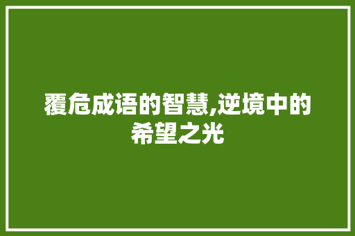 覆危成语的智慧,逆境中的希望之光