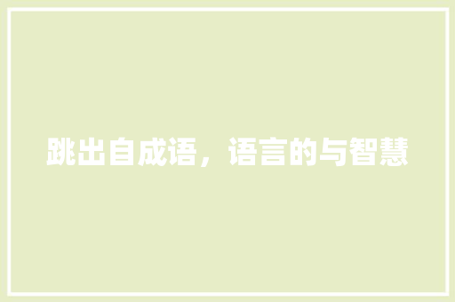 跳出自成语，语言的与智慧