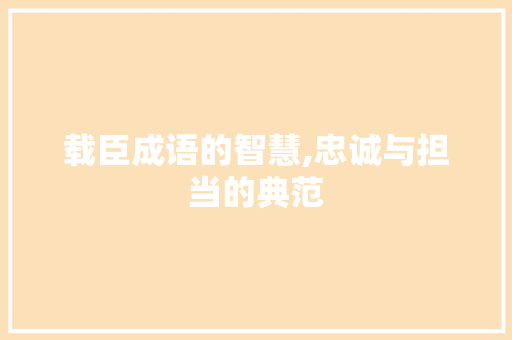 载臣成语的智慧,忠诚与担当的典范