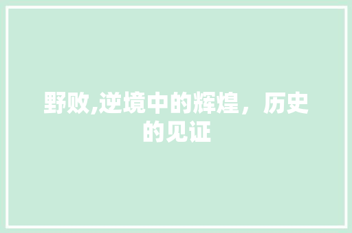 野败,逆境中的辉煌，历史的见证