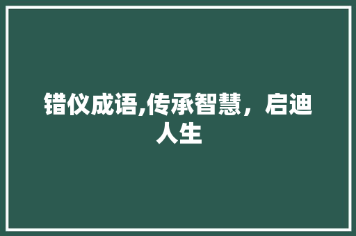 错仪成语,传承智慧，启迪人生