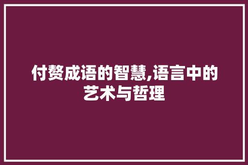 付赘成语的智慧,语言中的艺术与哲理