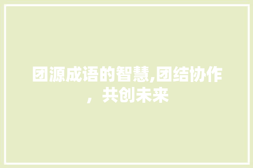 团源成语的智慧,团结协作，共创未来