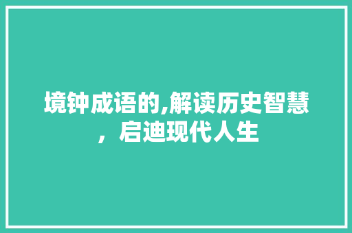 境钟成语的,解读历史智慧，启迪现代人生