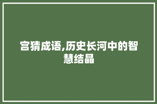 宫猜成语,历史长河中的智慧结晶