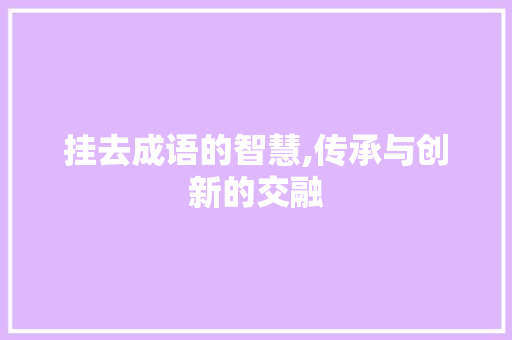 挂去成语的智慧,传承与创新的交融