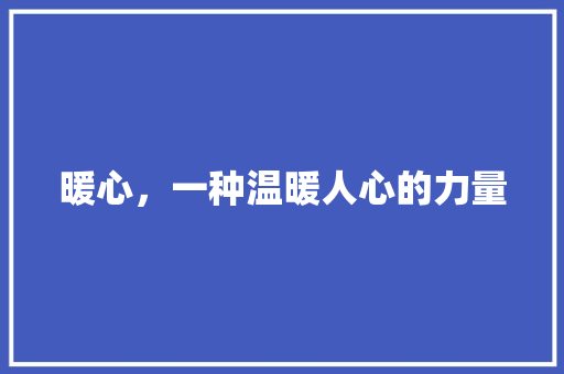 暖心，一种温暖人心的力量