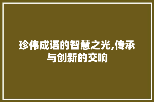珍伟成语的智慧之光,传承与创新的交响