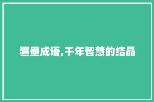 疆墨成语,千年智慧的结晶