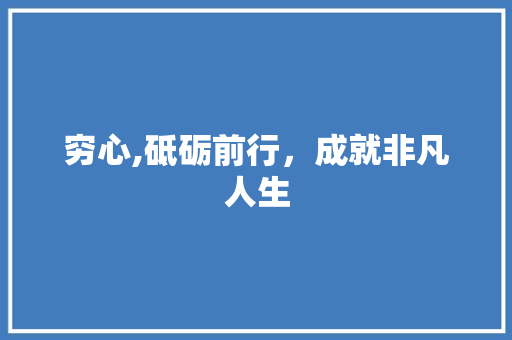 穷心,砥砺前行，成就非凡人生