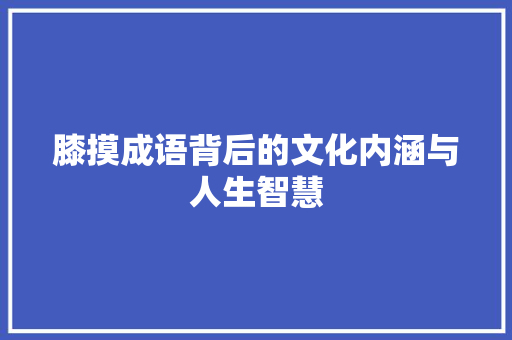 膝摸成语背后的文化内涵与人生智慧