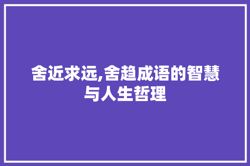 舍近求远,舍趋成语的智慧与人生哲理