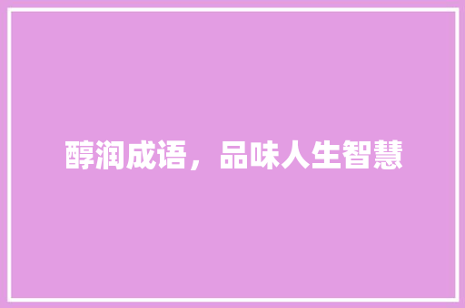 醇润成语，品味人生智慧