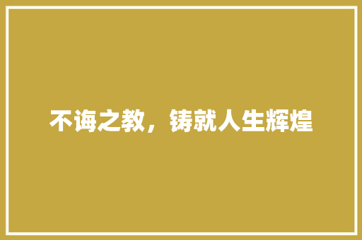 不诲之教，铸就人生辉煌