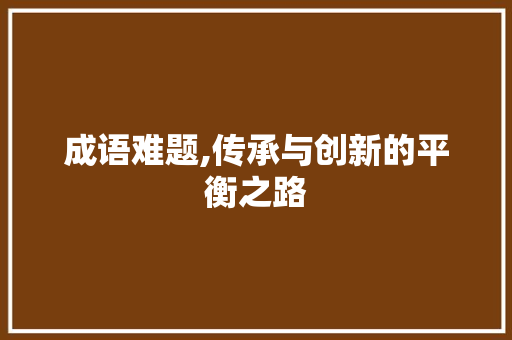 成语难题,传承与创新的平衡之路