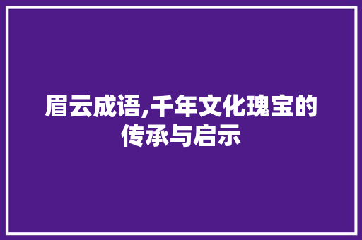 眉云成语,千年文化瑰宝的传承与启示