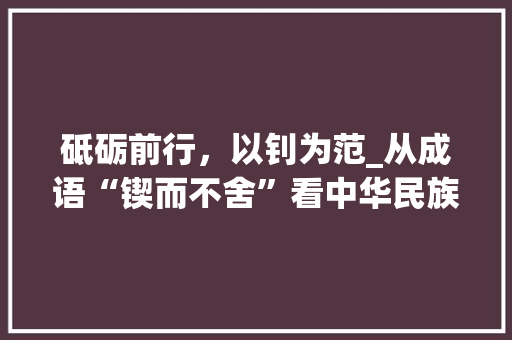 砥砺前行，以钊为范_从成语“锲而不舍”看中华民族的精神品质