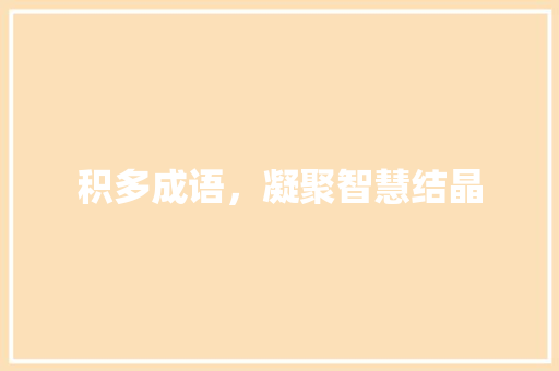 积多成语，凝聚智慧结晶