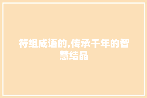 符组成语的,传承千年的智慧结晶