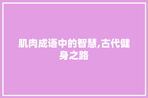 肌肉成语中的智慧,古代健身之路