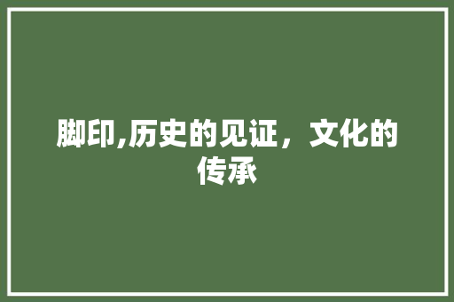 脚印,历史的见证，文化的传承