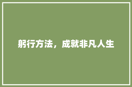 躬行方法，成就非凡人生