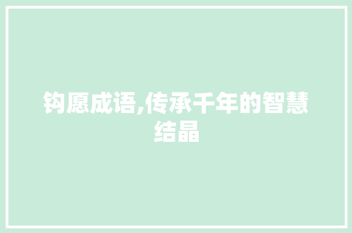 钩愿成语,传承千年的智慧结晶