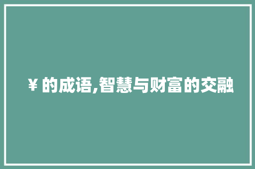￥的成语,智慧与财富的交融