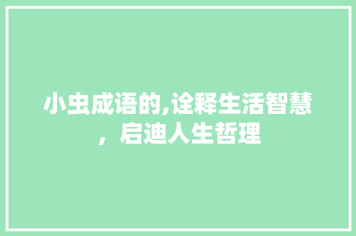 小虫成语的,诠释生活智慧，启迪人生哲理