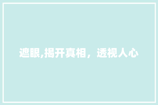 遮眼,揭开真相，透视人心
