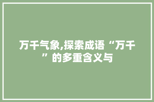 万千气象,探索成语“万千”的多重含义与