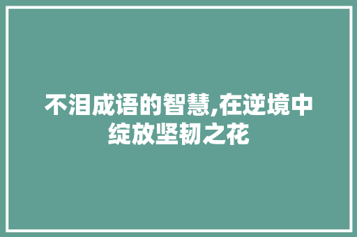 不泪成语的智慧,在逆境中绽放坚韧之花