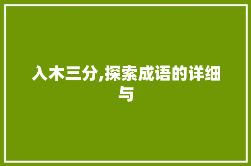 入木三分,探索成语的详细与
