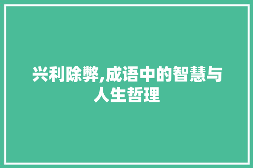 兴利除弊,成语中的智慧与人生哲理