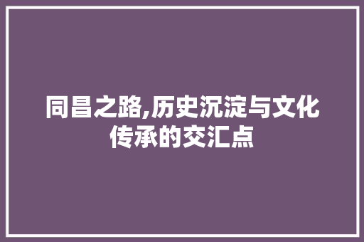 同昌之路,历史沉淀与文化传承的交汇点