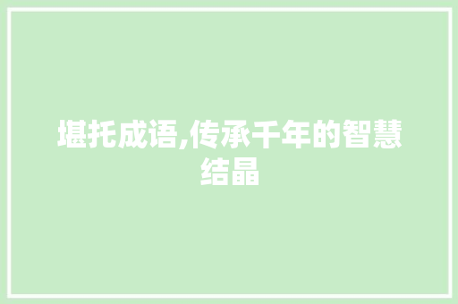 堪托成语,传承千年的智慧结晶