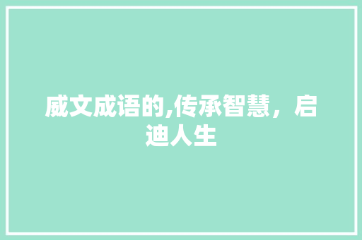 威文成语的,传承智慧，启迪人生