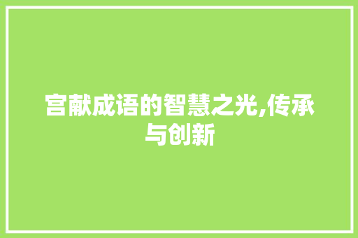宫献成语的智慧之光,传承与创新
