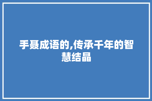 手聂成语的,传承千年的智慧结晶