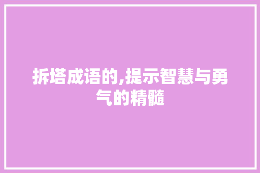 拆塔成语的,提示智慧与勇气的精髓