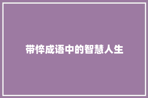 带悴成语中的智慧人生