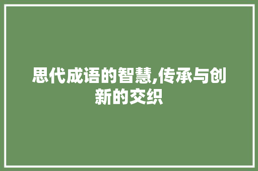 思代成语的智慧,传承与创新的交织