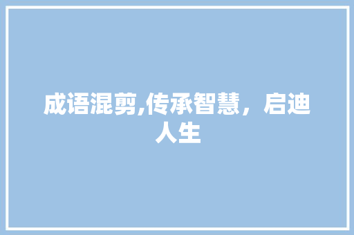 成语混剪,传承智慧，启迪人生