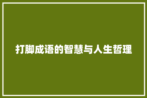 打脚成语的智慧与人生哲理