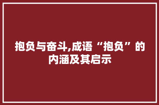 抱负与奋斗,成语“抱负”的内涵及其启示